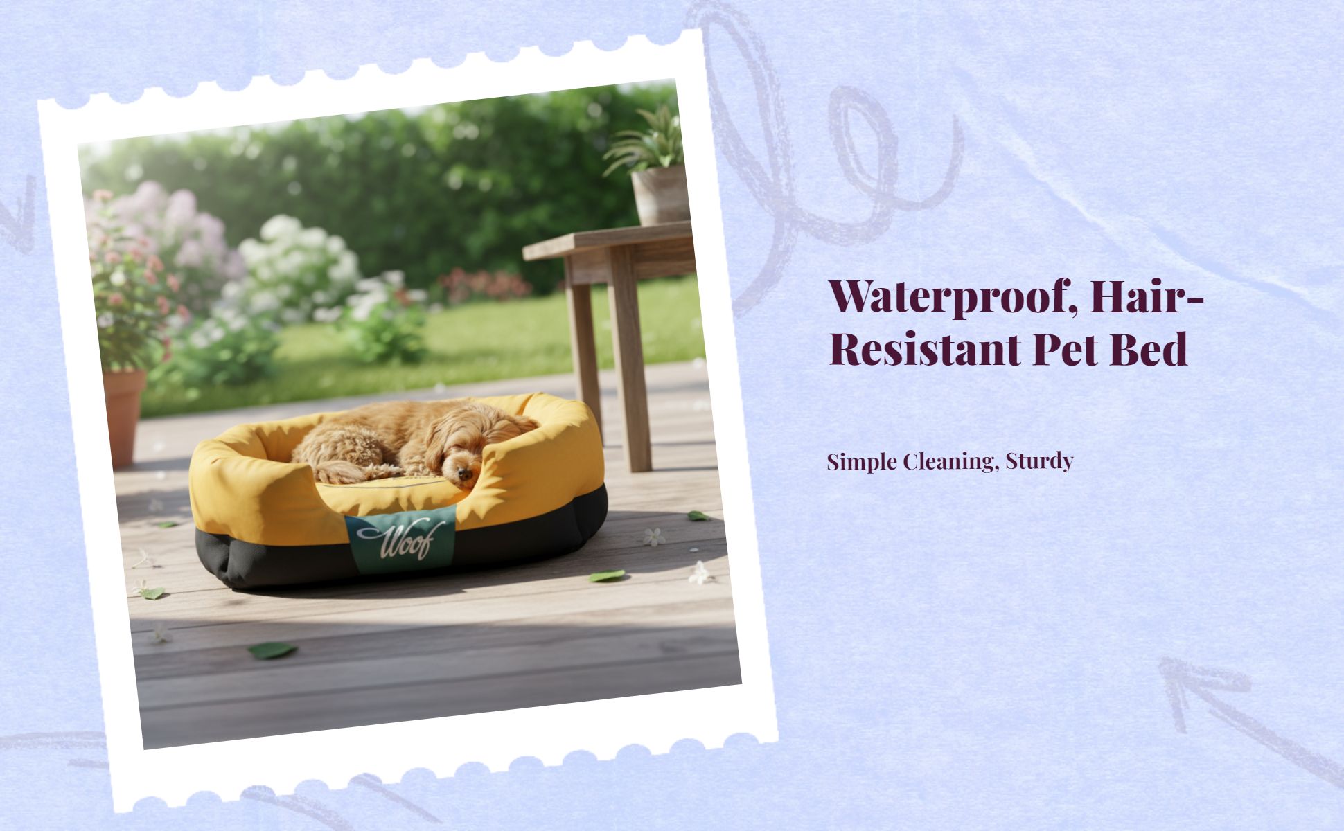 Waterproof Teflon Pet Bed, Easy Clean, All-Season Use