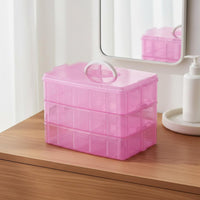 3-Layer Storage Box Multipurpose Transparent Organizer Box Clear View Portable Craft Organizer for Vanity
