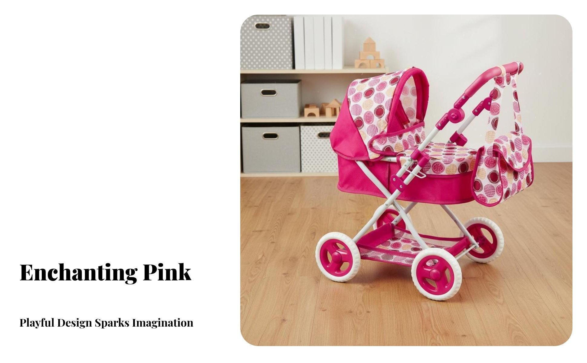Doll Baby Carriage Realistic Design Foldable Doll Pushcart Toy Pram Child Safe Play Pushcart Lightweight for Young Children