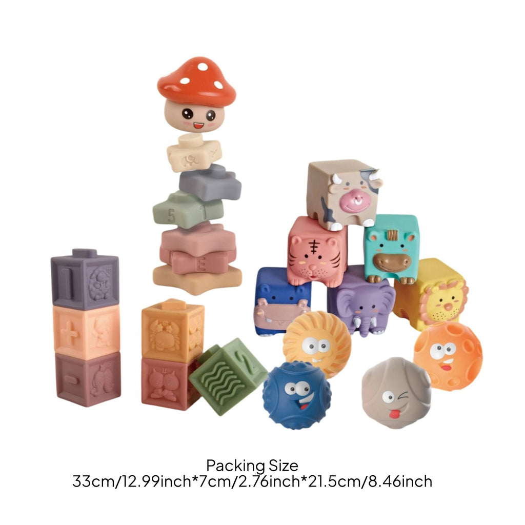 Press Building Blocks Chewable Soft Stacking Blocks Educational for Bathroom