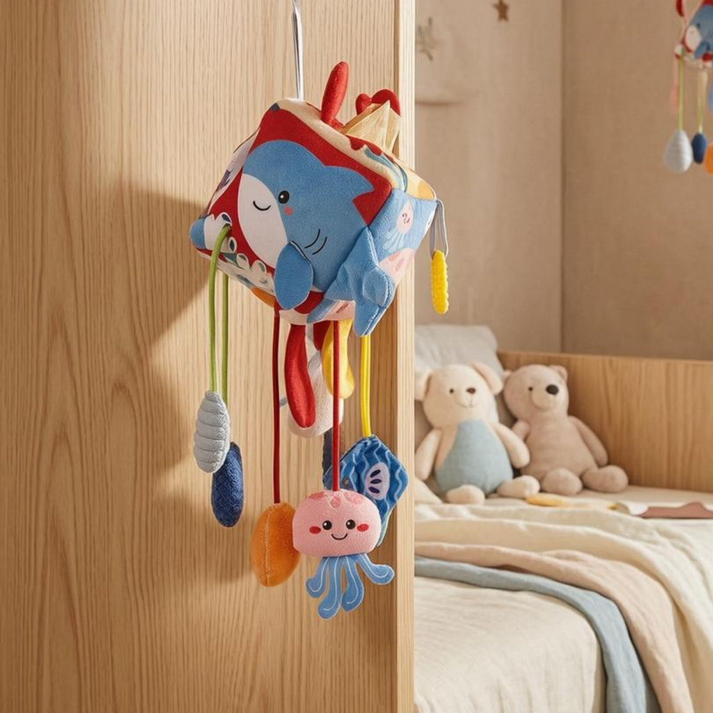 Hanging Baby Carriage Toy Padded Crib Hanging Toy Dangling Cords