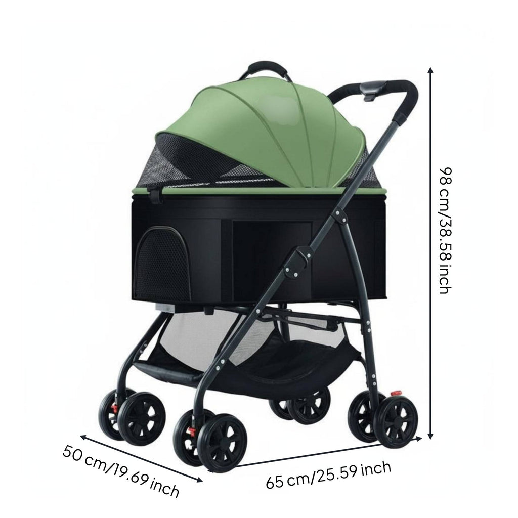 Foldable Pet Carriage 360-Degree Rotating Wheels Detachable Pet Carrier Pet Carriage Storage Basket Lightweight Dog Cat Pet Carriage