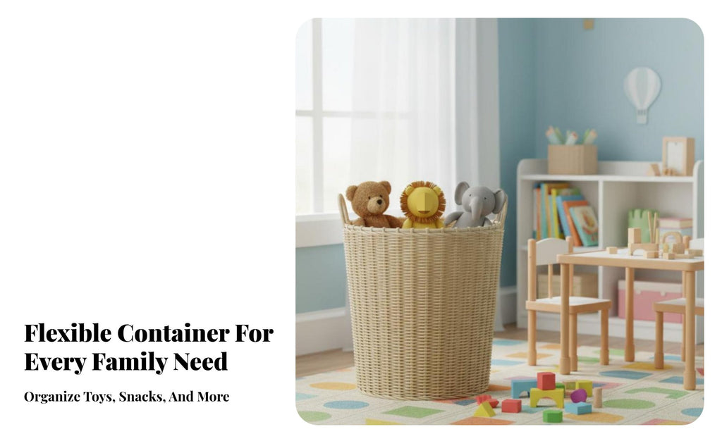 Large Cylindrical container adaptable Toy Container Decorative Neutral Tones