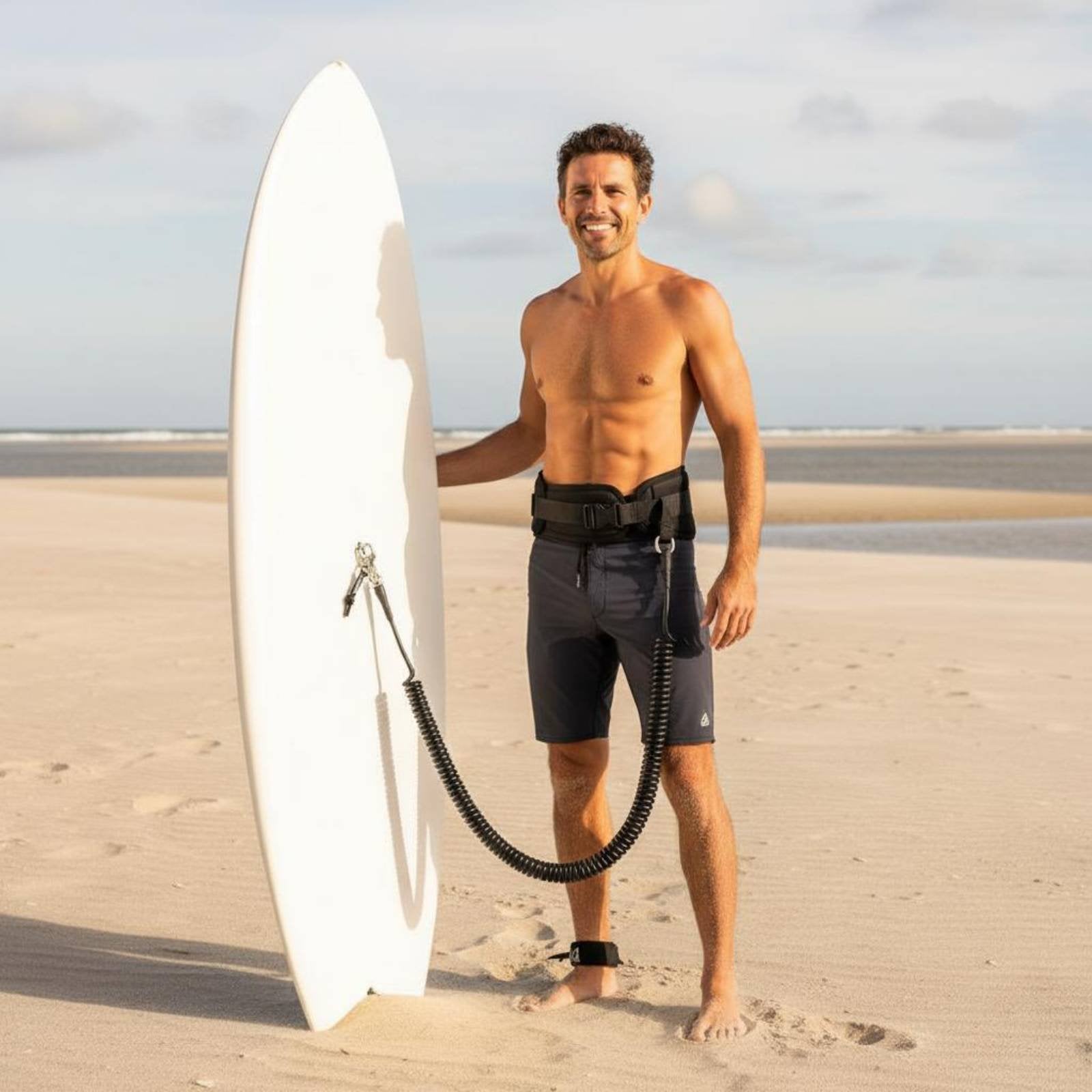 Quick Release Waist Leash TPU SUP Leash Anti-Slip for Surfing, Beach