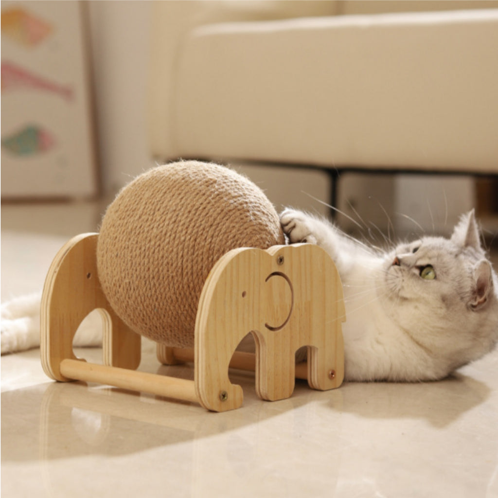 Kitten Scratching Post with Balls Natural Wood Sisal Rope Ball Indoor Use