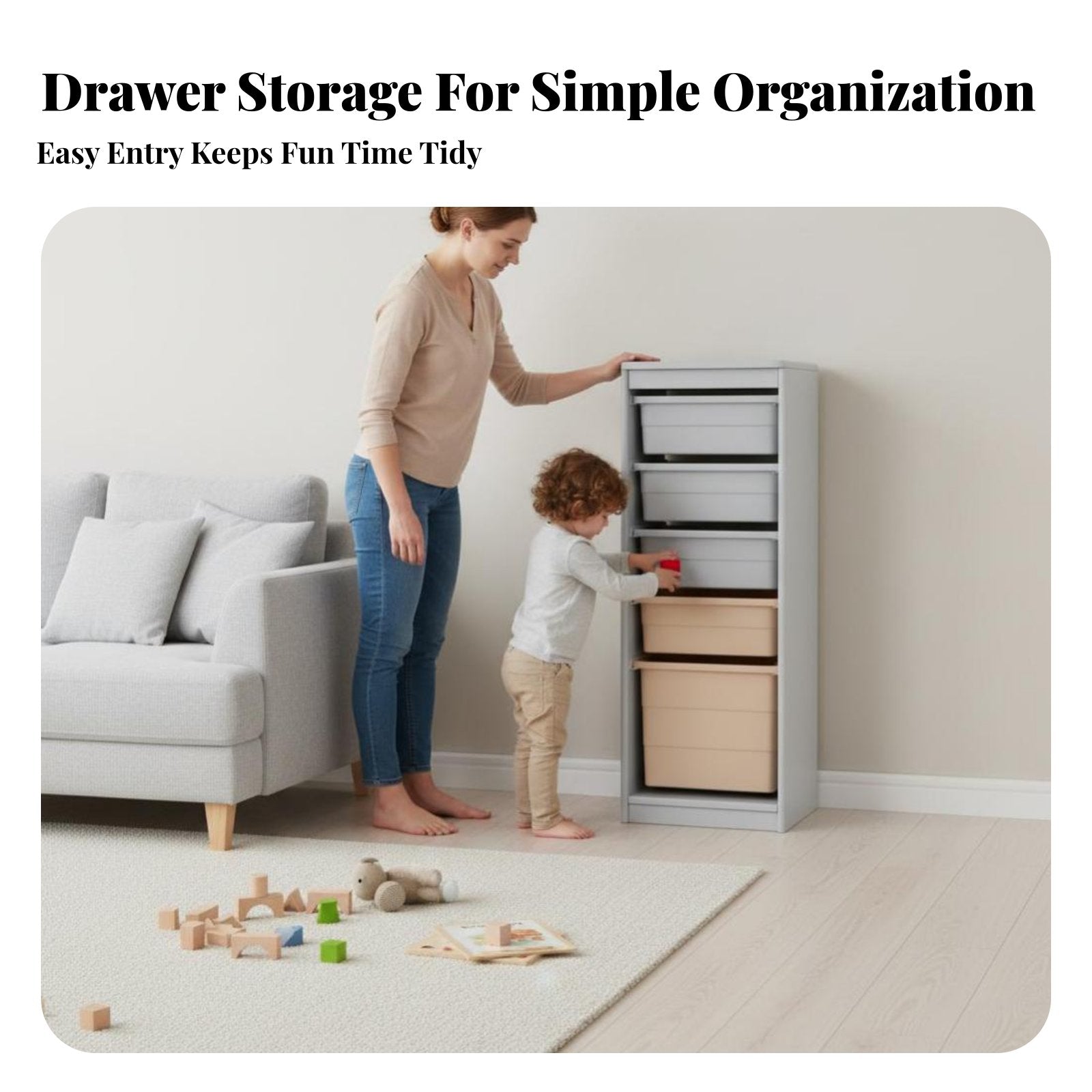 Multi-Bin Storage Unit Large Capacity Toy Organizer Space Saving Easy reach for Children, Toddlers, Playroom, Nursery, Daycare
