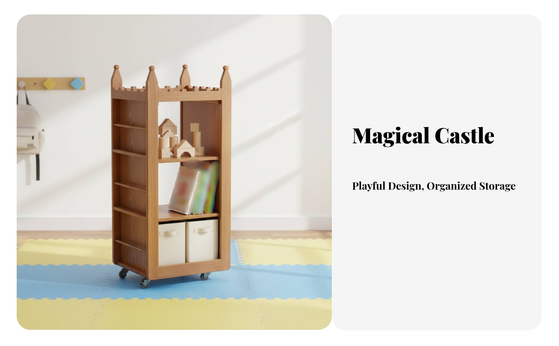 Rotating Castle book organizer Multi-Functional Storage kids' Furniture Space-Saving Easy to Assemble for Toddlers