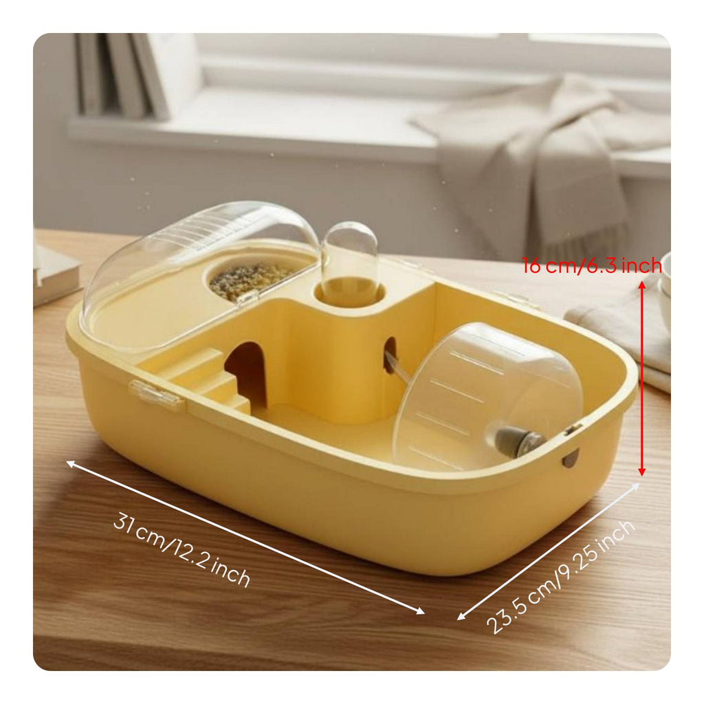 Hamster House with Accessories Easy to Clean Portable Hamster Cage Ventilated Transparent Small Animal Carrier for Beginners, Kids