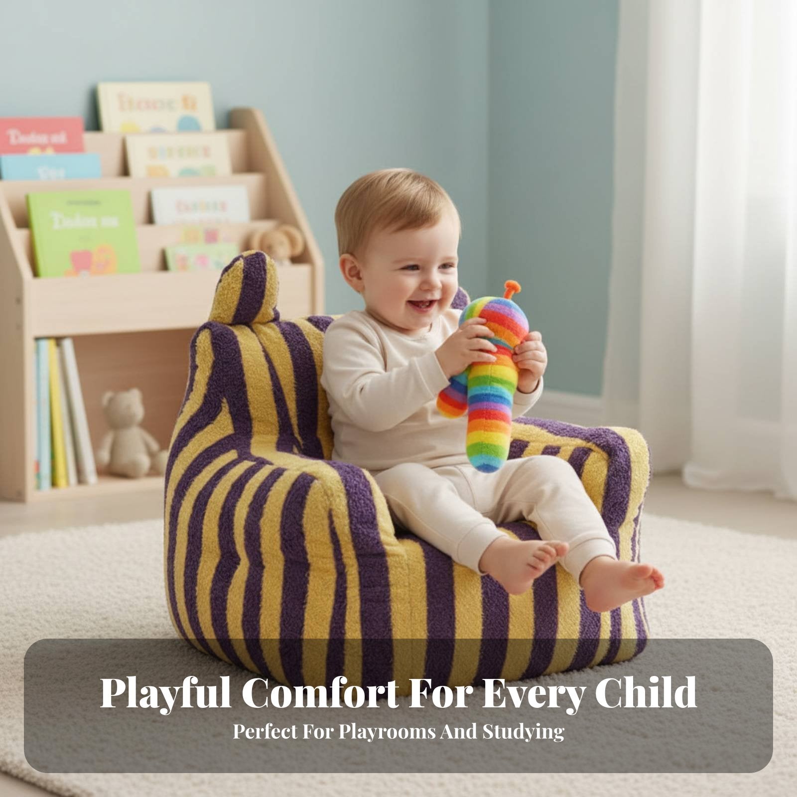 Cartoon creature Chair snug and Comfortable Toddler Seat Lightweight Easy to Clean for Infants, Preschoolers, book Corner
