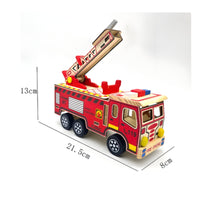 Wooden Fire Truck Sturdy Construction Wooden Fire Engine Interactive Features