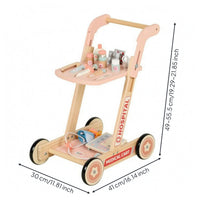 Children'examination Cart Toy Interactive Accessories Pretend Play Medical Cart Smooth Edges Wooden Physician Play Set