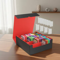 4-Row Card Storage Box Waterproof 4-Row Trading Card Box PU Leather Deck Storage Water-Resistant for Tournaments