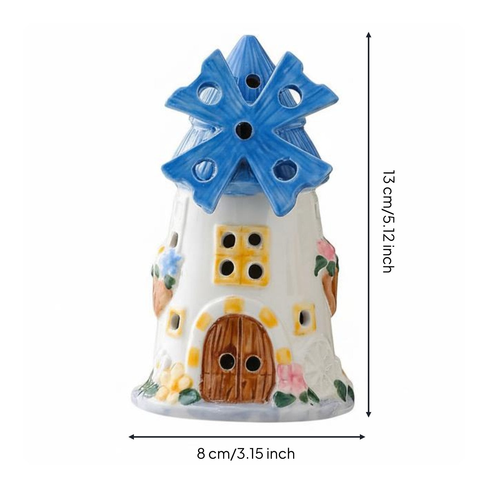 Windmills House Night Light Great Gift Idea Ceramic Windmills Lamp Decorative Cute Cottage Table Lamp for Children, Bedroom, Bedside, Study Room