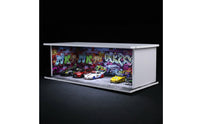 Graffiti Parking Garage Display Acrylic Enclosed Shelter Diorama Display Case Easy Assembly 1:64 Model Car Showcase for Collection