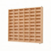 Toy Car Display Rack Natural Wood Partitioned Wooden Cabinet Large Capacity