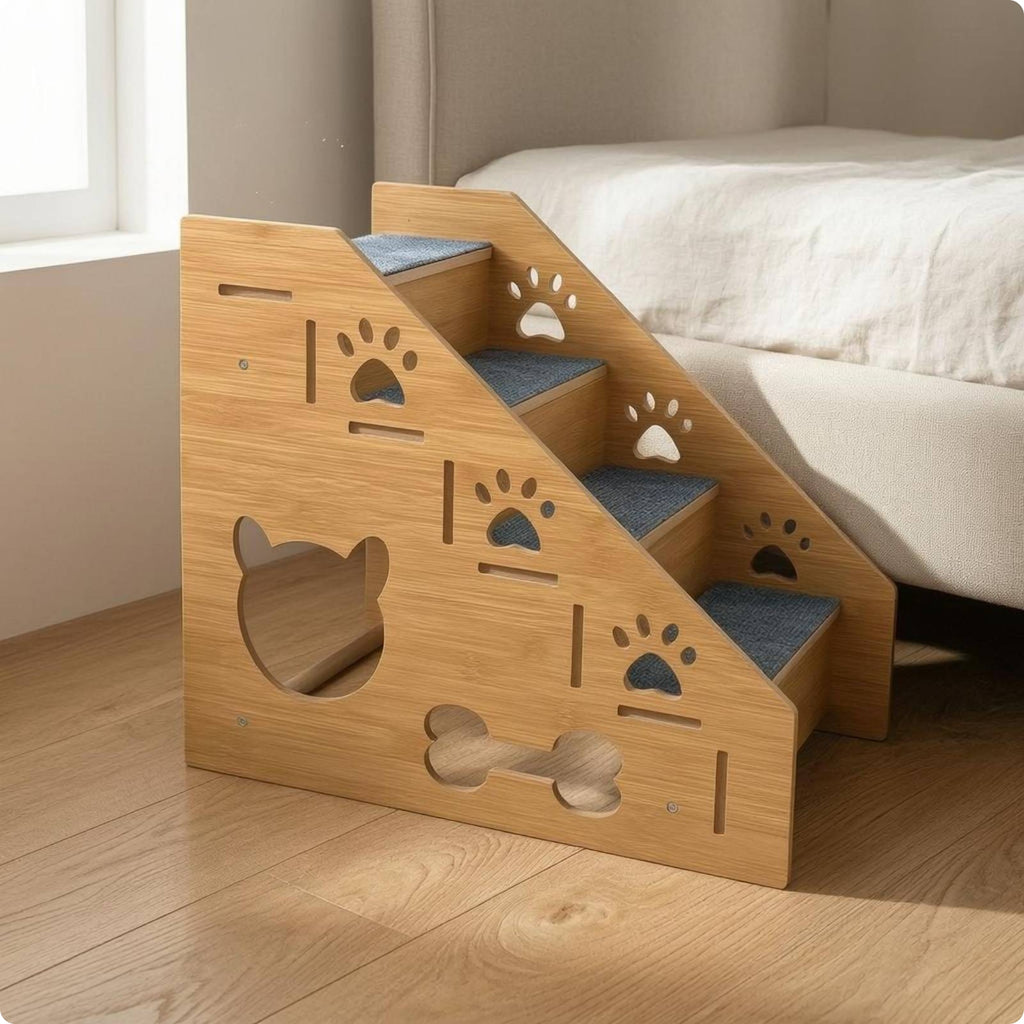 Wooden Pet Stair Ramp Decorative Dog Steps Sturdy for Sofa
