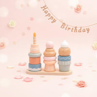 Wooden Cake Stacking Toy Fine Movement Skills Pretend Dessert Structure