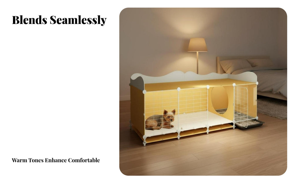 Small Dog Kennel with Toilet Luxury Villa Design Pet Crate Paw-Friendly Grid