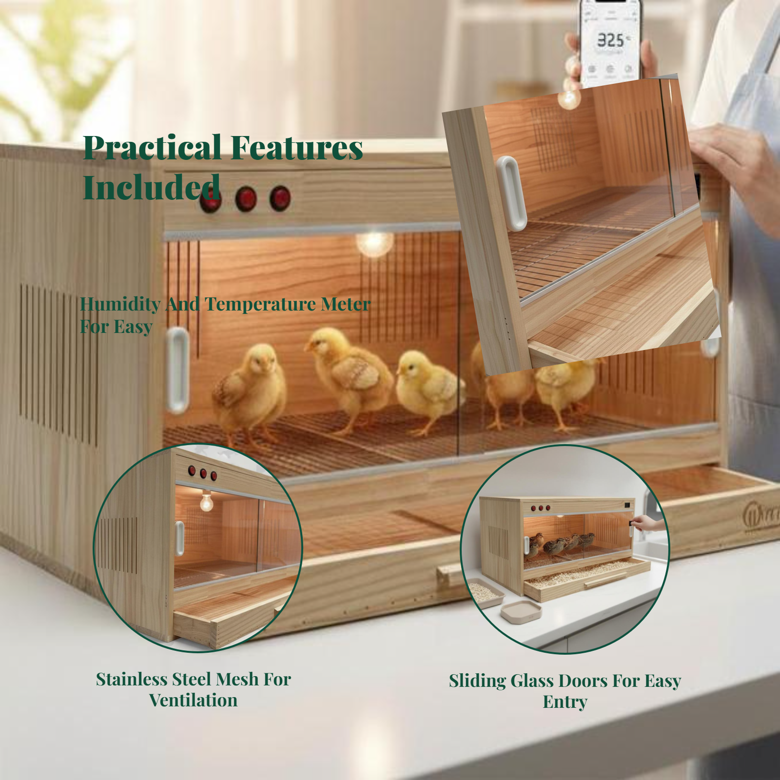 Amphibian Terrarium, Smart Temperature Control, Drawer Storage