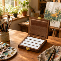 Wood Art Storage Box Compact Slim Art Supply Organizer Box Classic Design