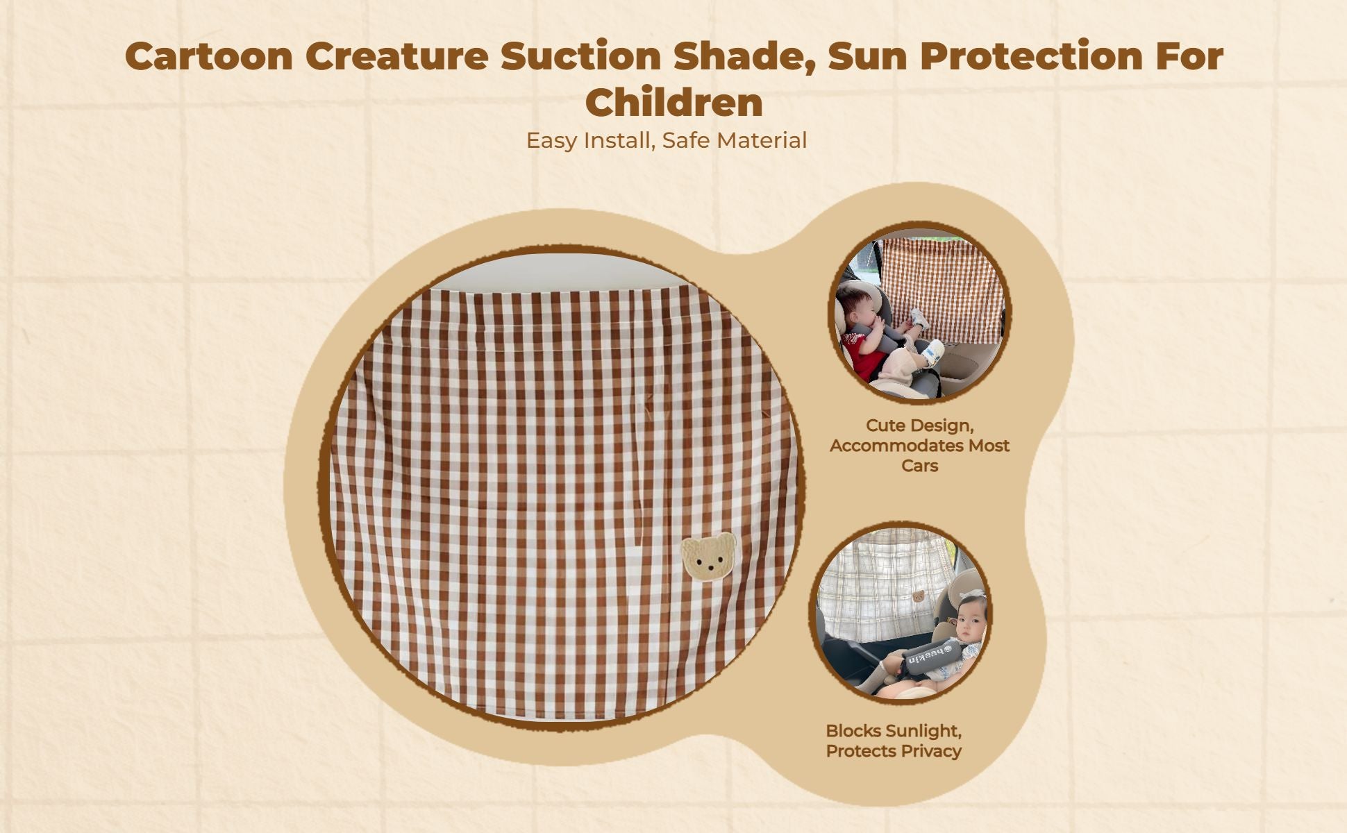 Car Window Shade, Privacy Protection, Sunlight Protection, Infant Sun Shield, Suction holder Screen, Kids Car Window Shield, Easy Installation, Cute Panda Pattern