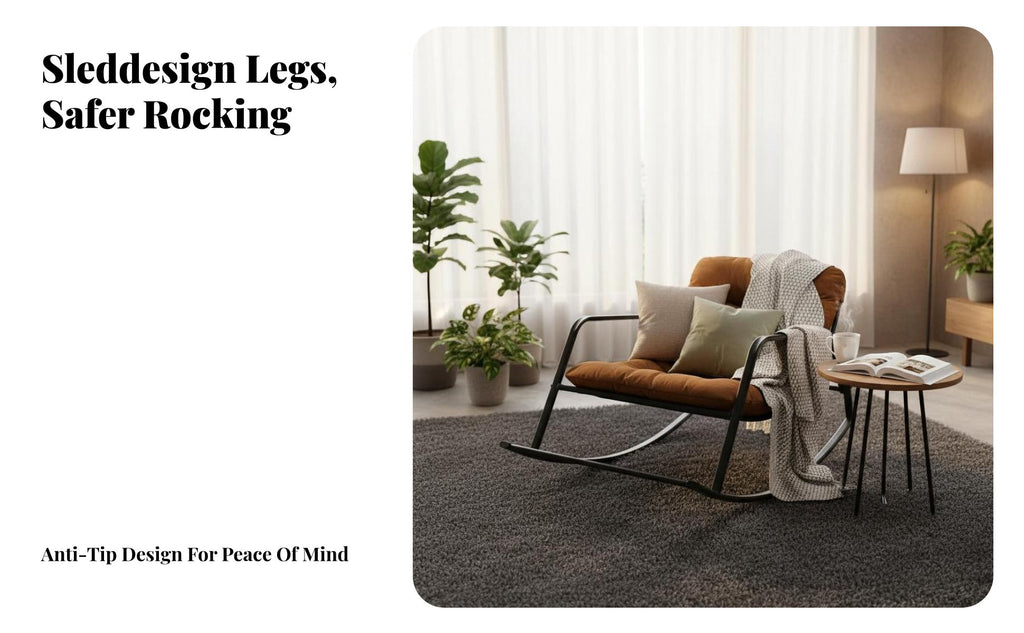Upholstered Rocking Chair High spinerest Household Furniture Padded Seat Sturdy Frame for New Parents, Book Lovers, Living Room
