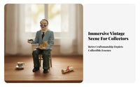 1:12 Dollhouse Figurine Pipe Dollhouse Man Figure Cat on Lap
