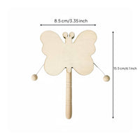 DIY Rattle Drum Educational Blank Wooden Rattle Toy DIY Wooden Drum Sanded Surface Comfortable Grip for Kindergarten