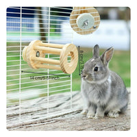 Rotating Hay Dispenser Solid Wood Material Rabbit Enrichment Toy Chew-Resistant