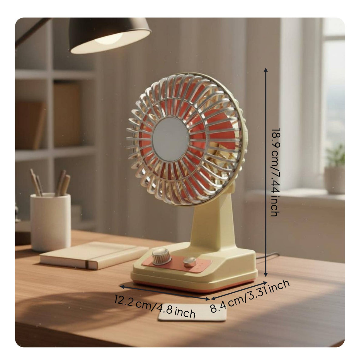 Mini Desktop Fan Long Battery Life Retro Desk Fan Brushless Engine for Office