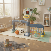 Basketball and Soccer Goal Set Freestanding Bowling Play Set Plastic