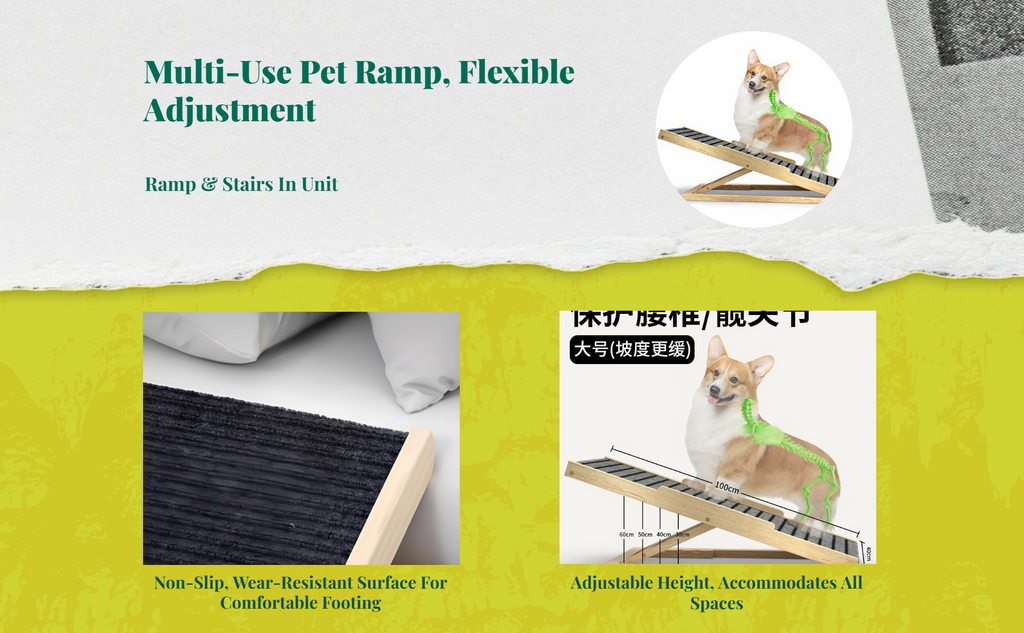 Foldable wooden pet stairs, non-slip