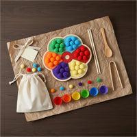 Flower Color Sorting Toy Fine Movement Skills Development Color Matching Toy Rainbow Bead Sorting Set Screen-Non-Digital Fun