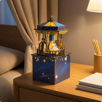 Wooden Puzzle musical box Compact DIY Wooden Puzzle Ornament Decorative Mechanical Model Kit for