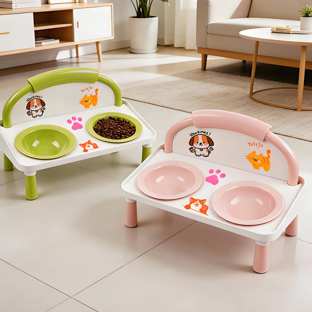 Elevated Cat Food Bowls Neck Protection Raised Pet Feeding Station for Kittens