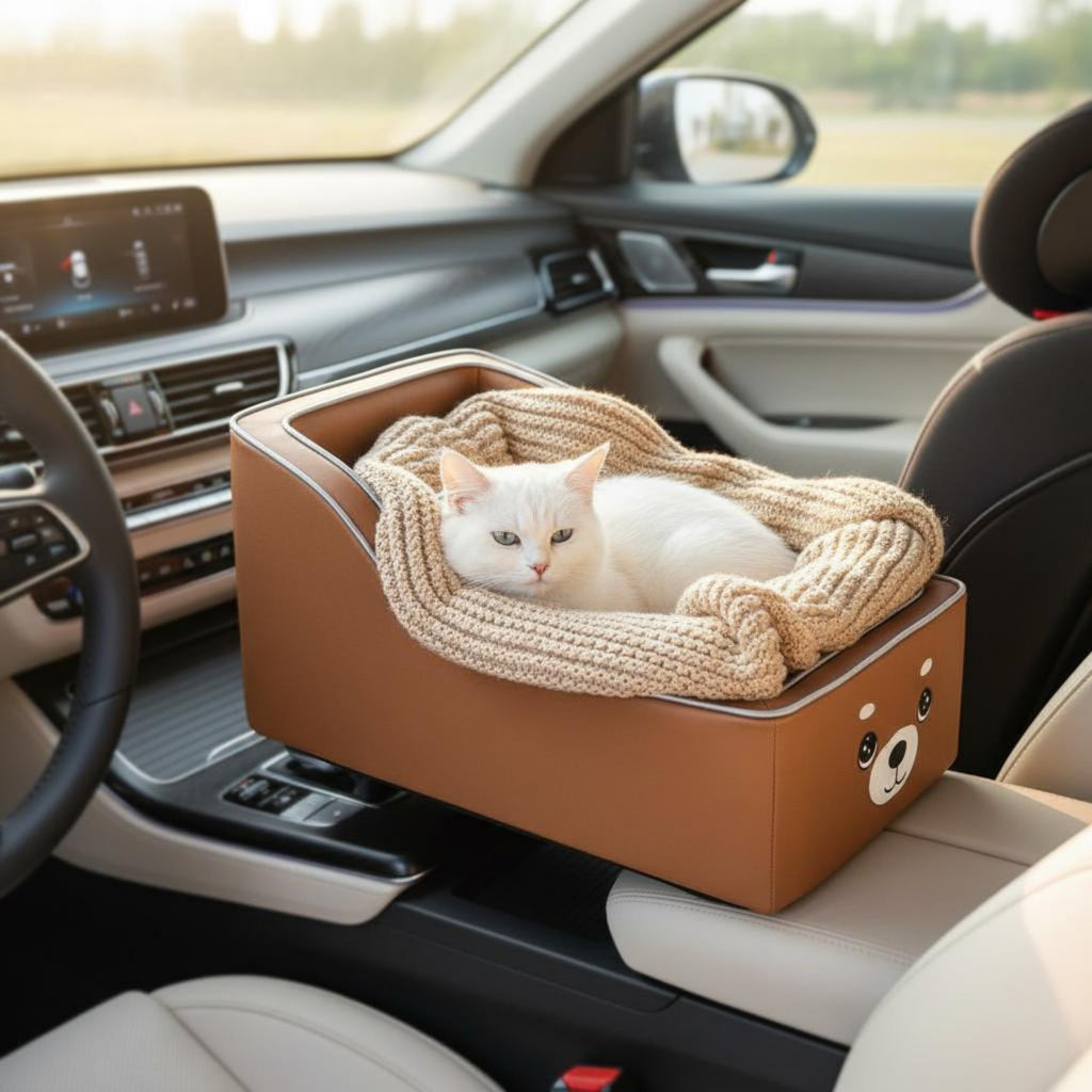 Dog Console Car Seat PU Leather Pet Armrest Booster Seat Waterproof for Cats