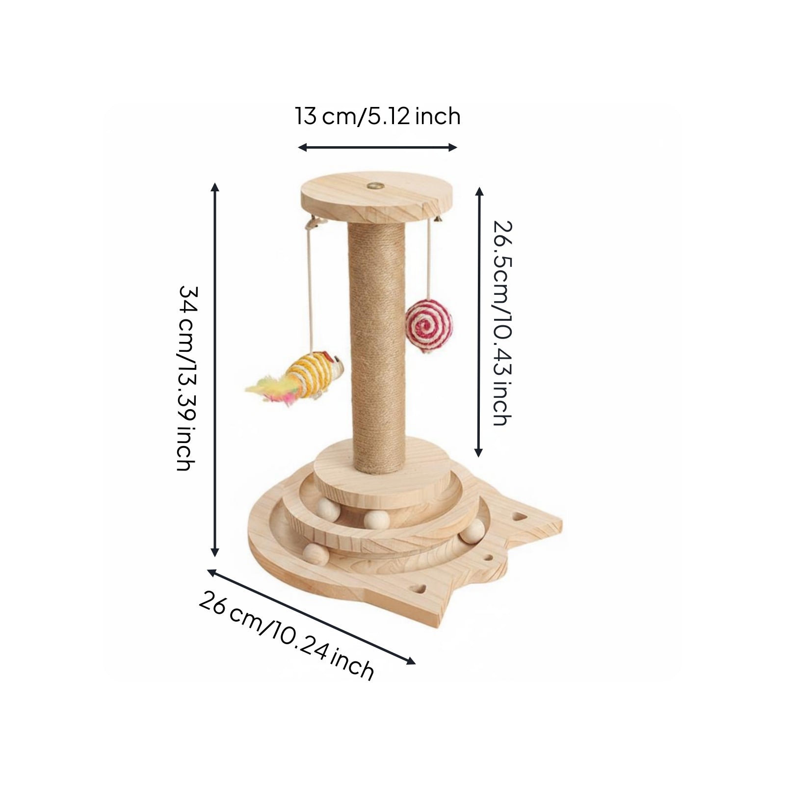 Wooden Kitten Scratching Post Tiered Circular Base Pet Furniture Spiral Design