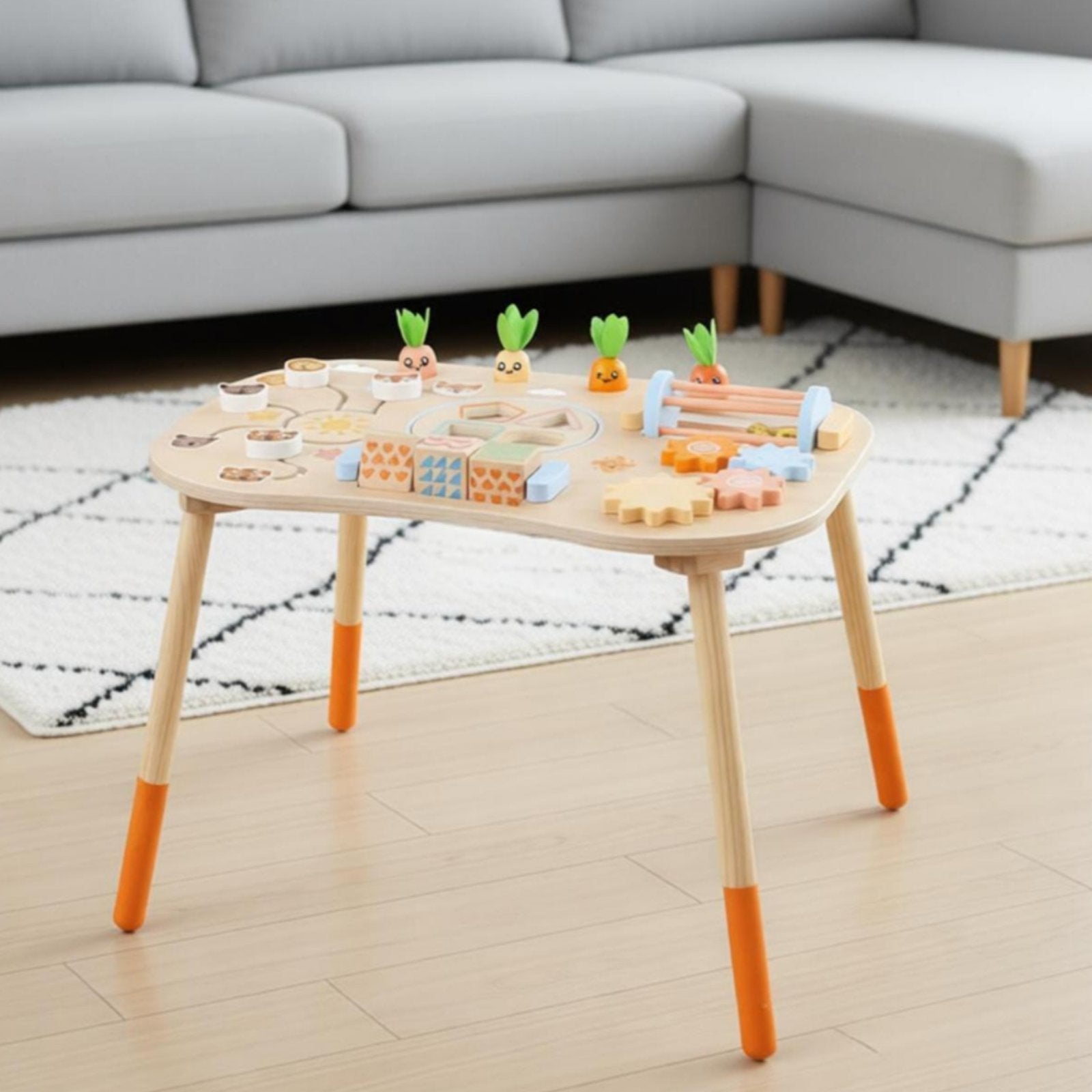 Exploratory Busy Table Smooth Edges Multifunctional Wooden Activity Sturdy Table Design Infant Toy for Young Children, Infants, Playroom