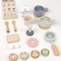 12 Pieces Wooden Coffee Machine Toy Role Play Child Plaything Safe And
