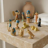 12 Pieces Pharaoh Figure Sphinx Models PVC Material Ancient Nile Valley Figure Set Educational Playset Nile Valley Gods Toy Collection