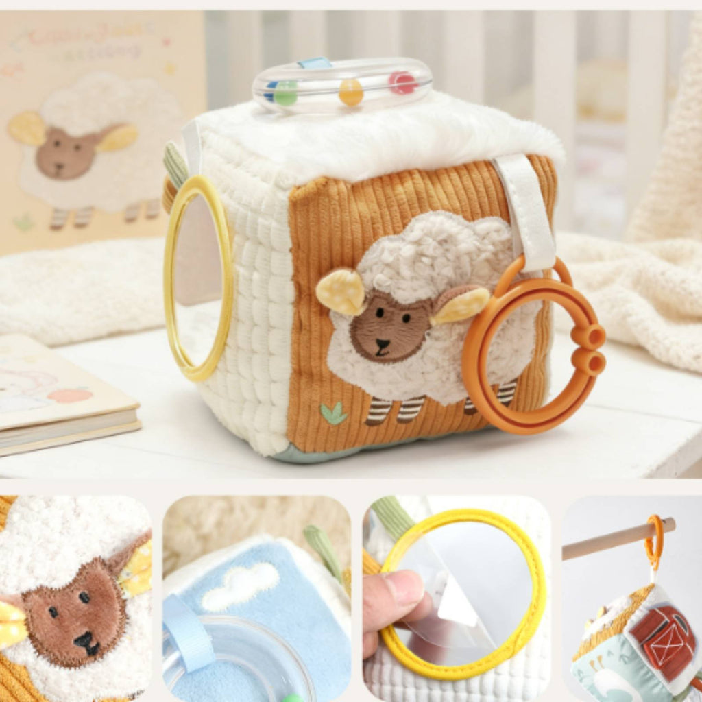 Baby Teether Rattle Cube Travel Ready Soft Activity Cube Certified Product
