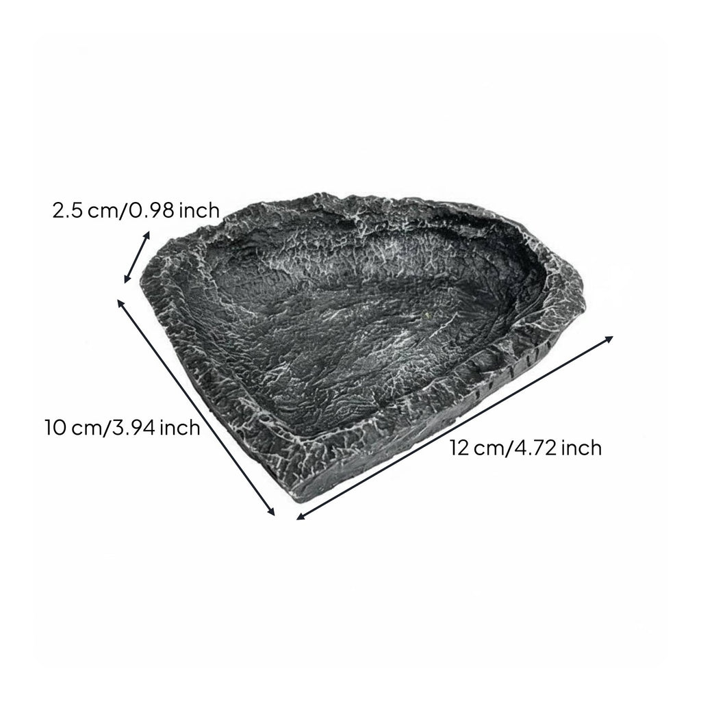 2 Pieces Rock Look Amphibian Bowl Multi Use Pet Supply Sleek Design