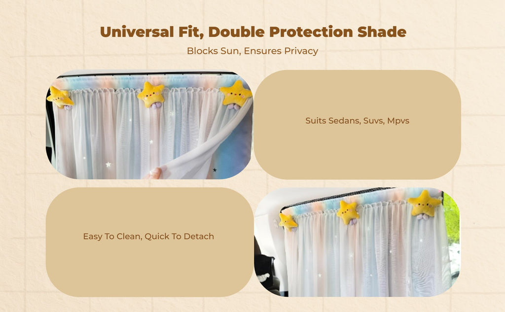 Car Window Shade, Retractable Sun Cover, Sun Protection, Suction holder Holder, Privacy, Infant, Side Window, Easy Installation