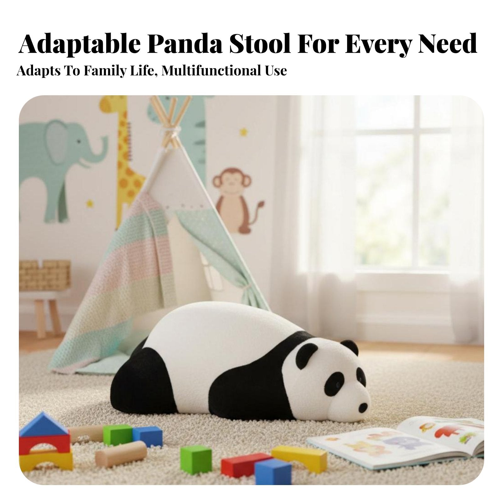 Lying Panda Floor Chair Creative Design soft Seat Multi-Functional for children, Playroom, Nursery