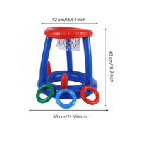 2-in-1 Pool Game Set Easy to Store Inflatable Basketball Hoop Child-Friendly