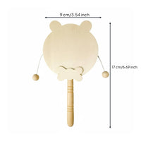 DIY Rattle Drum Educational Blank Wooden Rattle Toy DIY Wooden Drum Sanded Surface Comfortable Grip for Kindergarten
