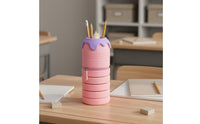 Expandable Silicone Writing Utensil Case Stands Upright Retractable Writing