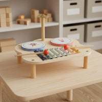 Wooden Music Station Educational Xylophone Drum Cymbal Toy Youngster Music Station Youngster Percussion Set for Young Children