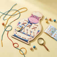 Animal Threading Board Colorful Lacing Practice Board Hand-Eye Coordination