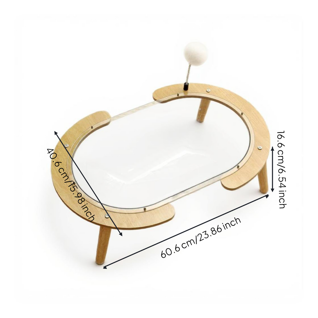 Wooden cat bed with acrylic window